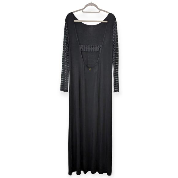 NWT Samantha Leibowitz Women's Black Mesh Sleeve Maxi Dress XL - Picture 2 of 10